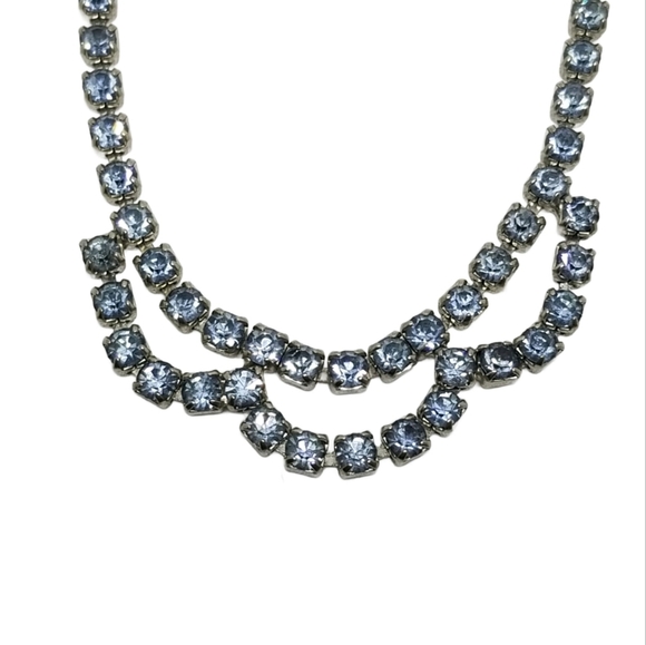 JEWELRY FASHIONS MID CENTURY BABY BLUE AUSTRIAN CRYSTAL CHAIN CHOKER NECKLACE - Picture 3 of 7